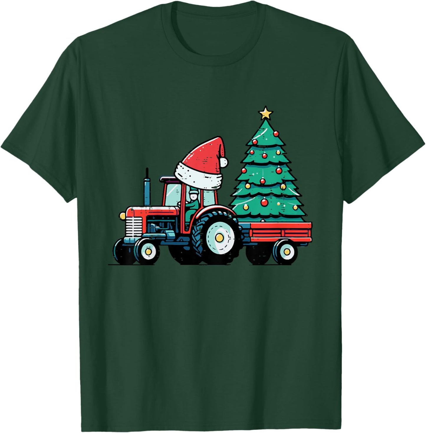 Kids Christmas Tractor Xmas Tree Farm Truck Toddler Boys Kids T-Shirt - T-Shirt | Forest