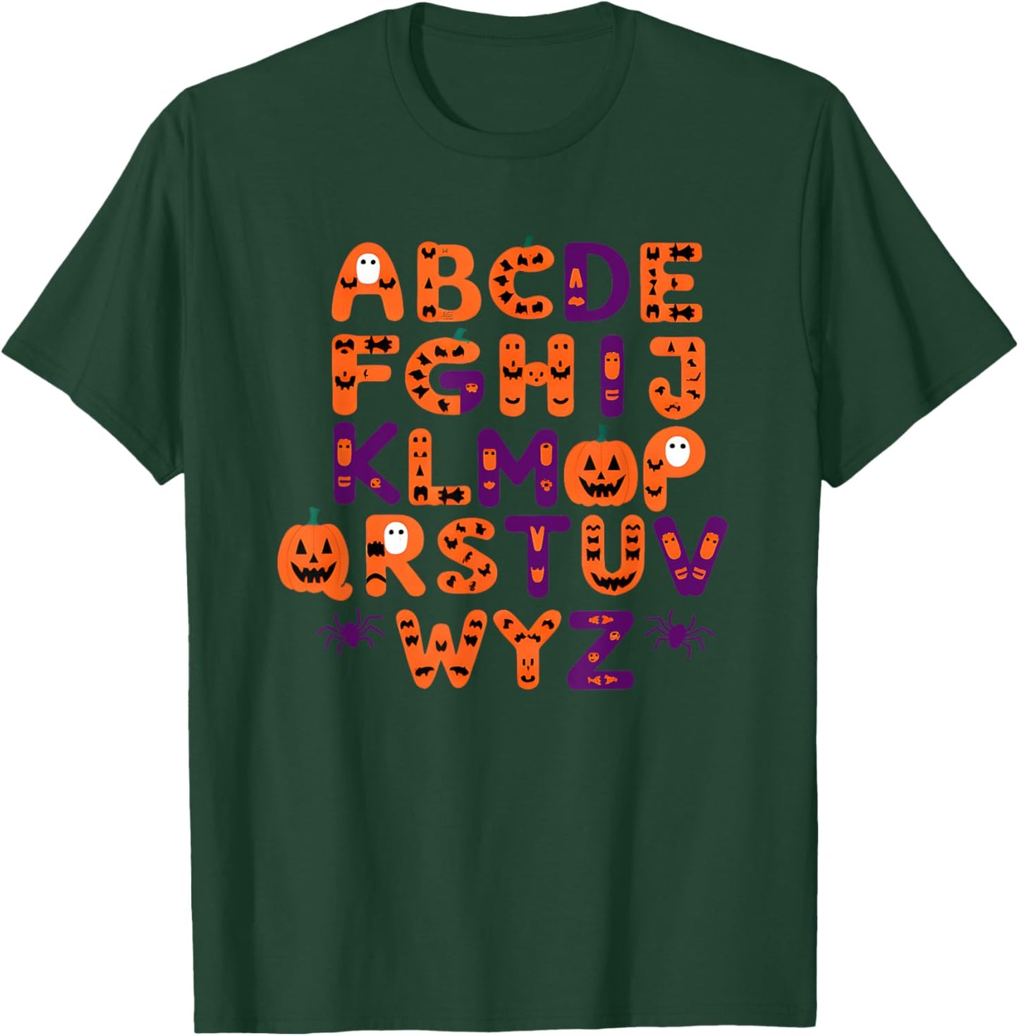 ABCs Learning Kindergarten Teacher Funny Halloween Alphabet T-Shirt - T-Shirt | Forest