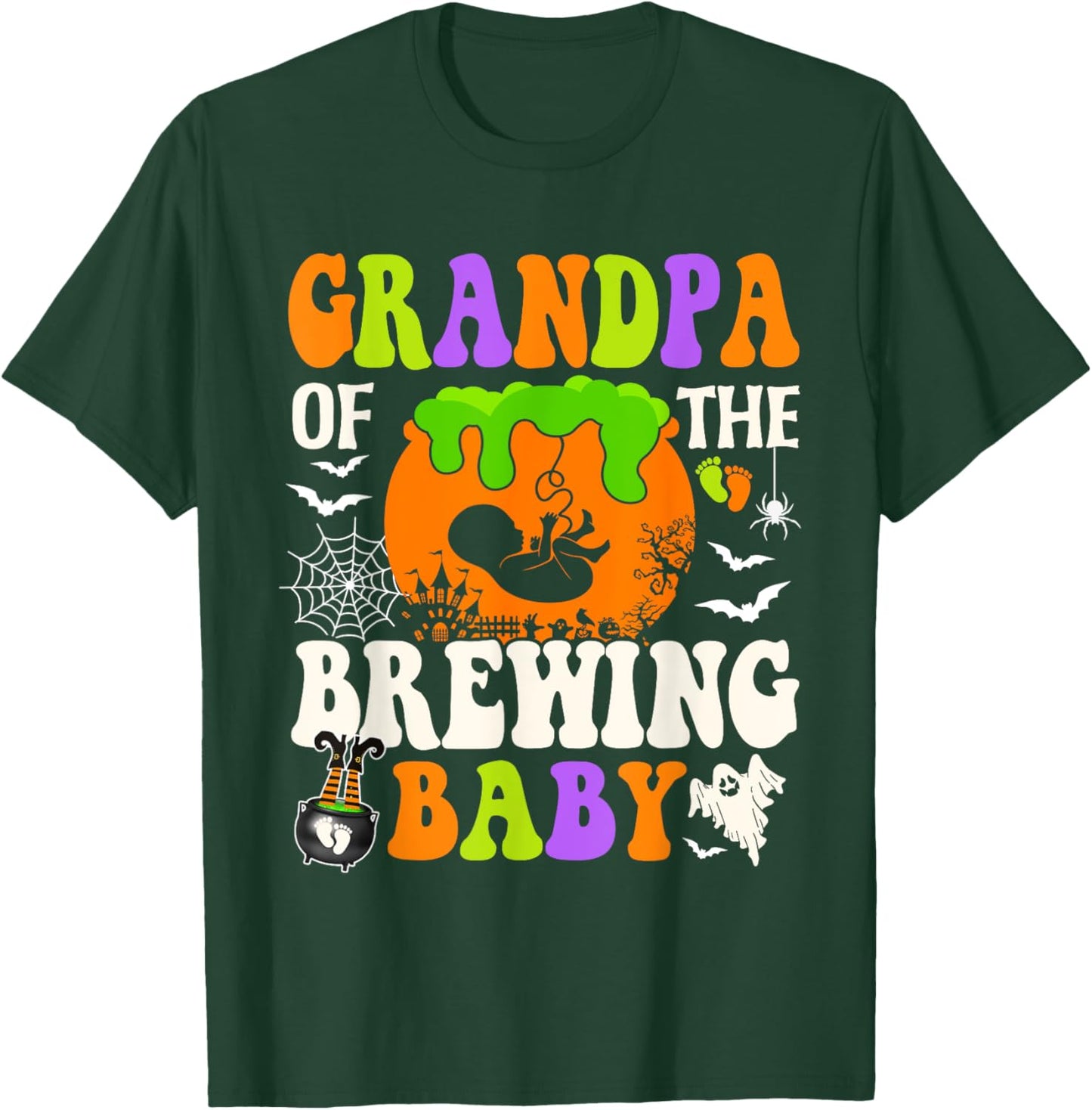 Grandpa Of The Brewing Baby Halloween Pregnancy Baby Shower T-Shirt - T-Shirt | Forest