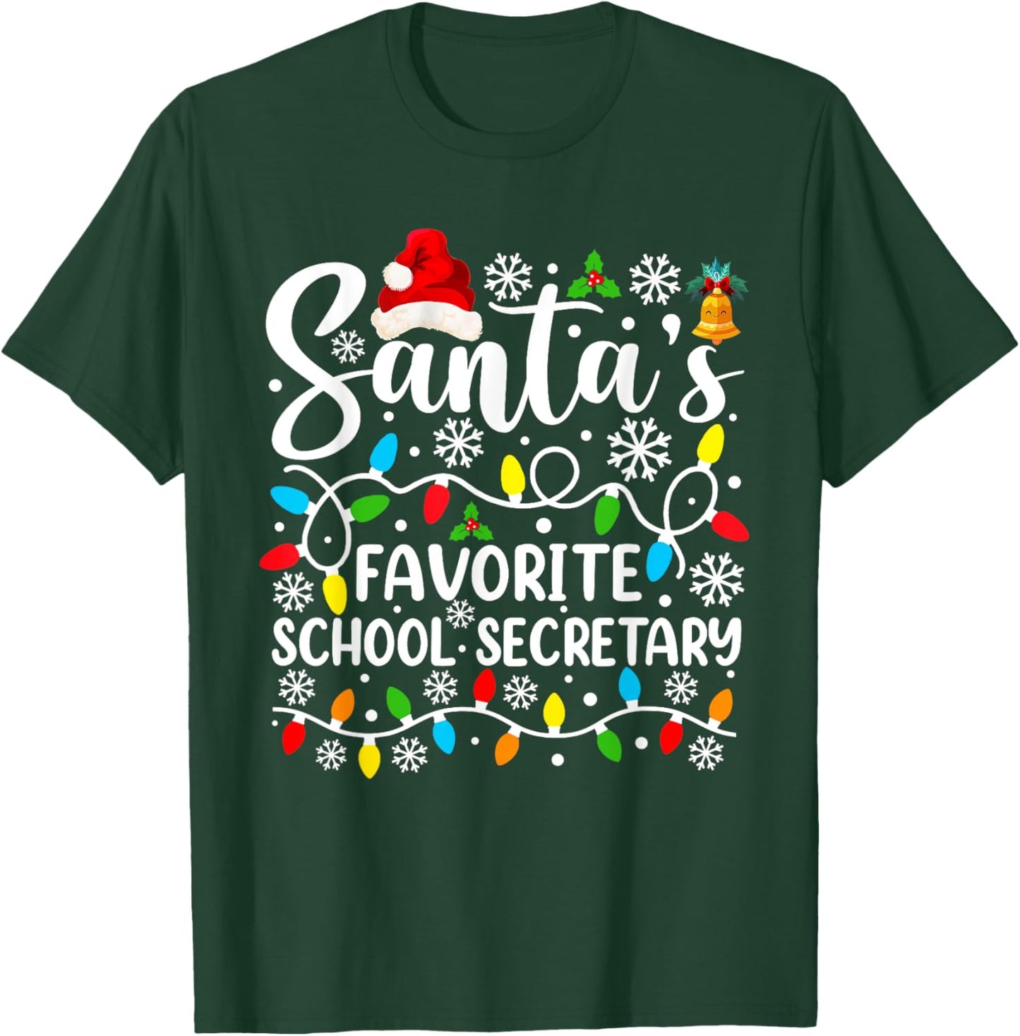 Santa's Favorite School Secretary Funny Christmas T-Shirt - T-Shirt | Forest