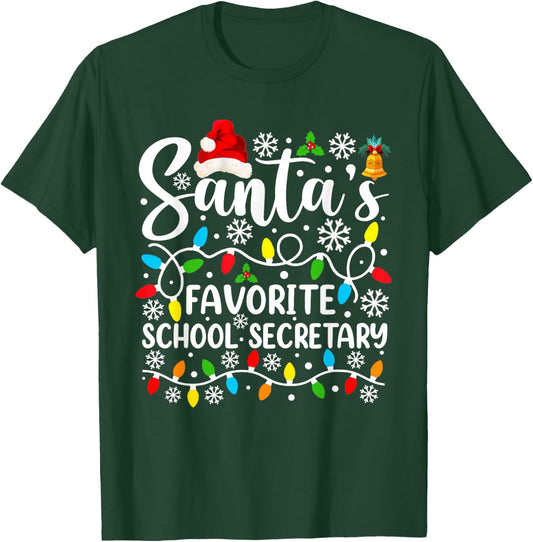 Santa's Favorite School Secretary Funny Christmas T-Shirt - T-Shirt | Forest