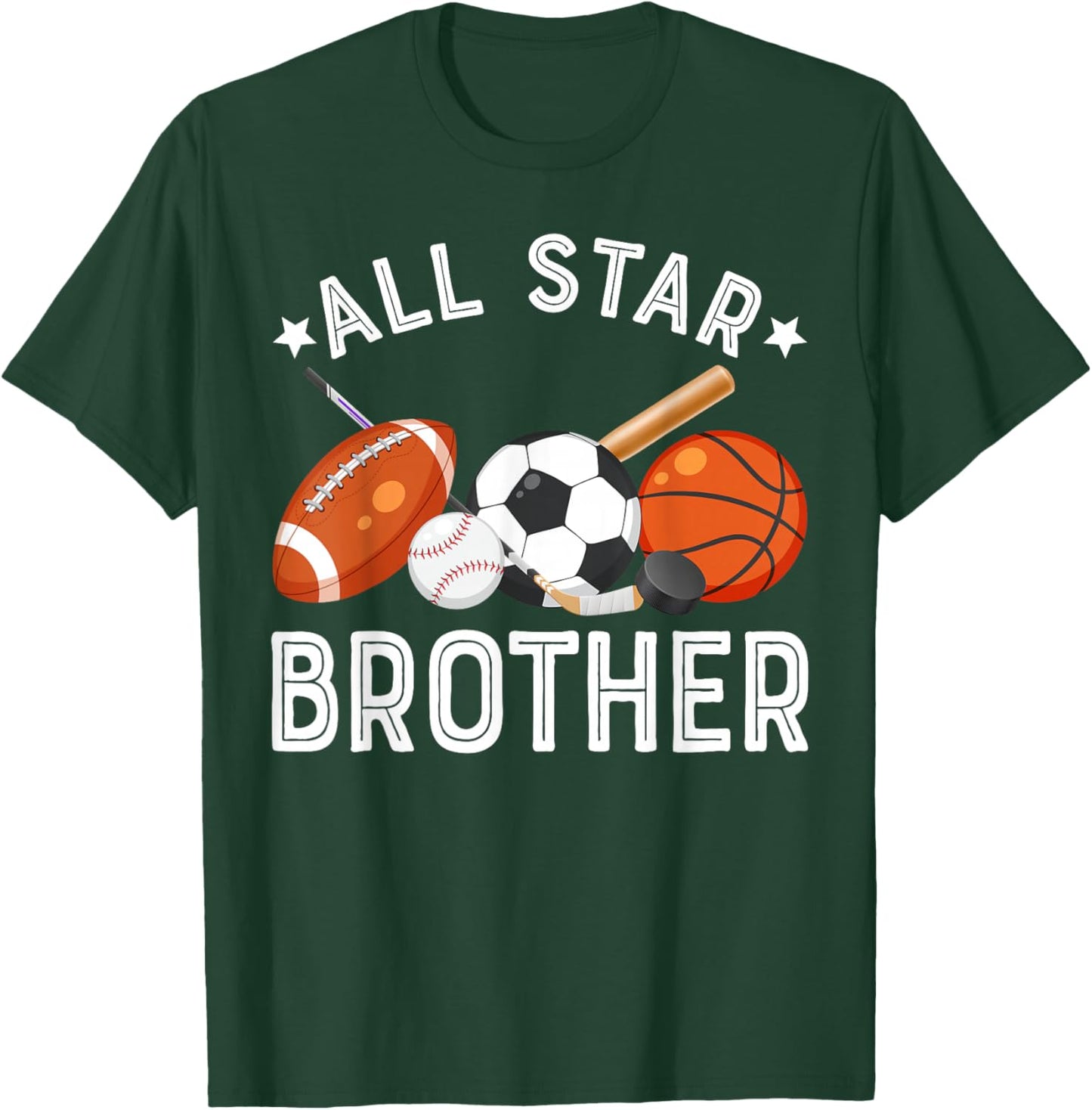 All Star Brother Of The Birthday Boy Basketball Soccer Sport T-Shirt - T-Shirt | Forest