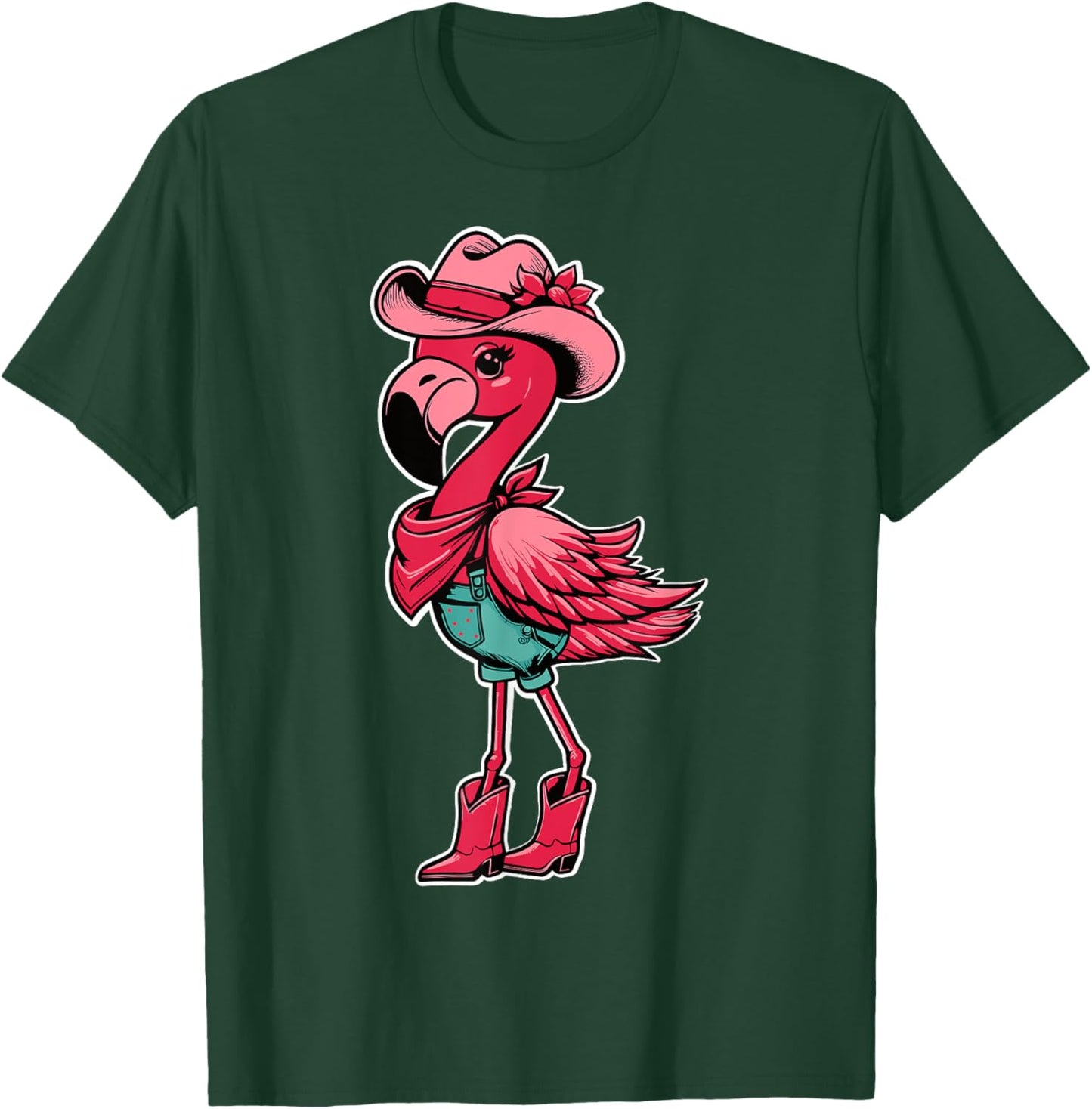 Flamingo Cowgirl Women Girl Cute Flamingo Tropical Birds T-Shirt - T-Shirt | Forest