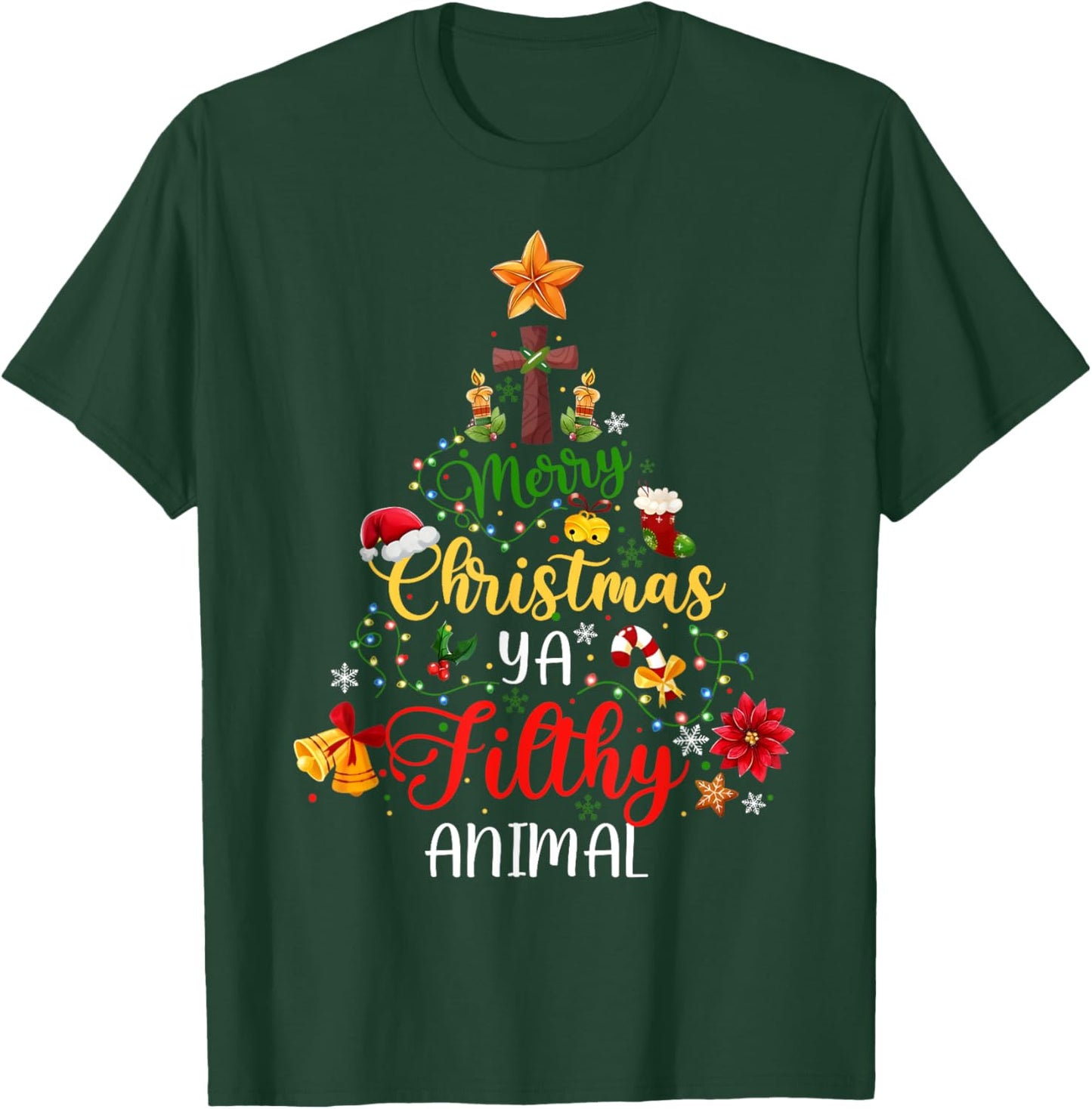 Merry Christmas Animal Filthy Ya Funny Xmas Family Pajama T-Shirt - T-Shirt | Forest