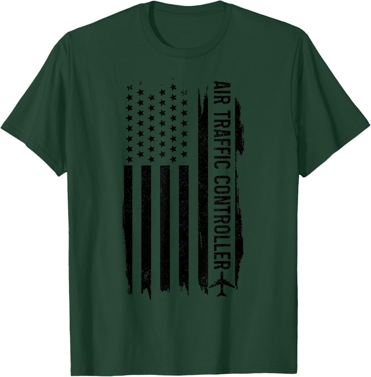 Air Traffic Controller American Flag Patriotic ATC T-Shirt - T-Shirt | Forest