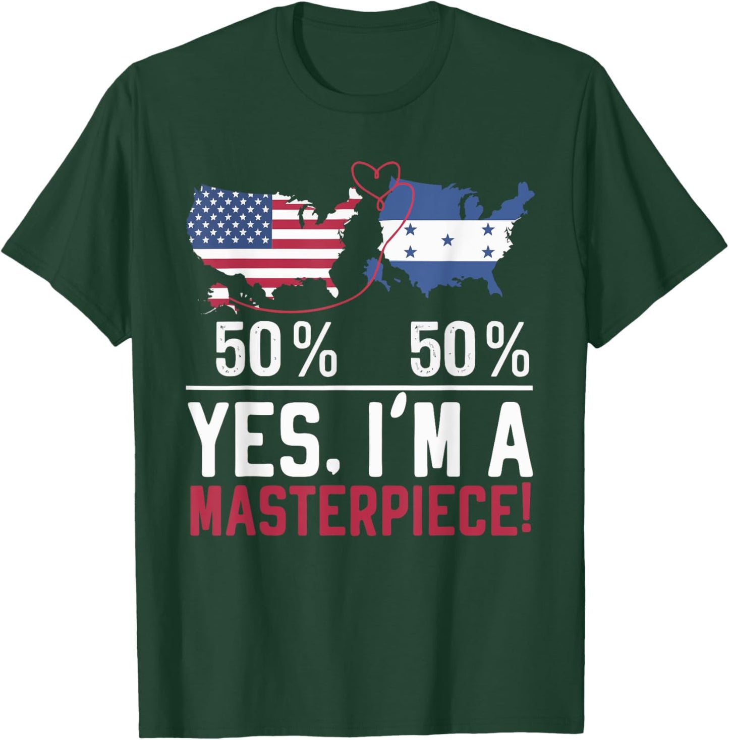Half American Half Honduran USA Flag Honduras America T-Shirt - T-Shirt | Forest