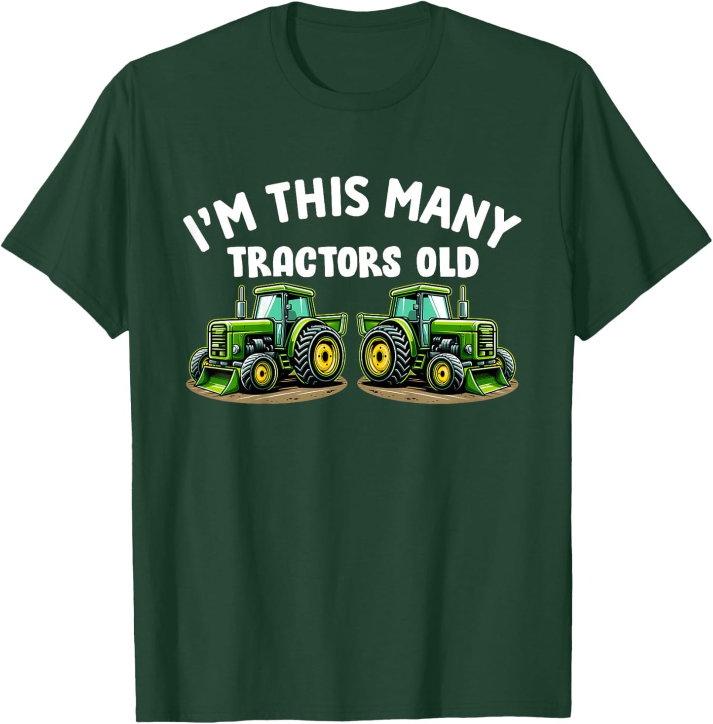 Kids I'm this many Tractors Old Boy 2nd Birthday 2 Years Old T-Shirt - T-Shirt | Forest