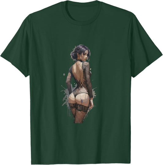 Anime Woman in Lingerie Motif Sexy Mobile Phone Cover T-Shirt - T-Shirt | Forest