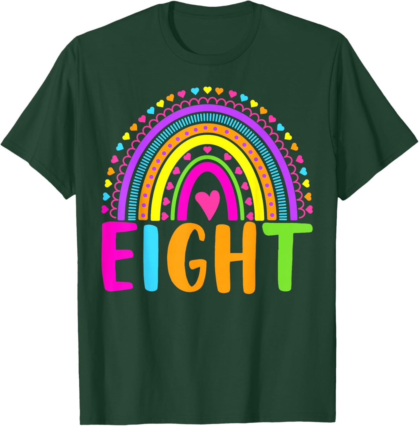 8th Birthday Shirt Girl 8 Year Old Girls Eight Rainbow Kids T-Shirt - T-Shirt | Forest