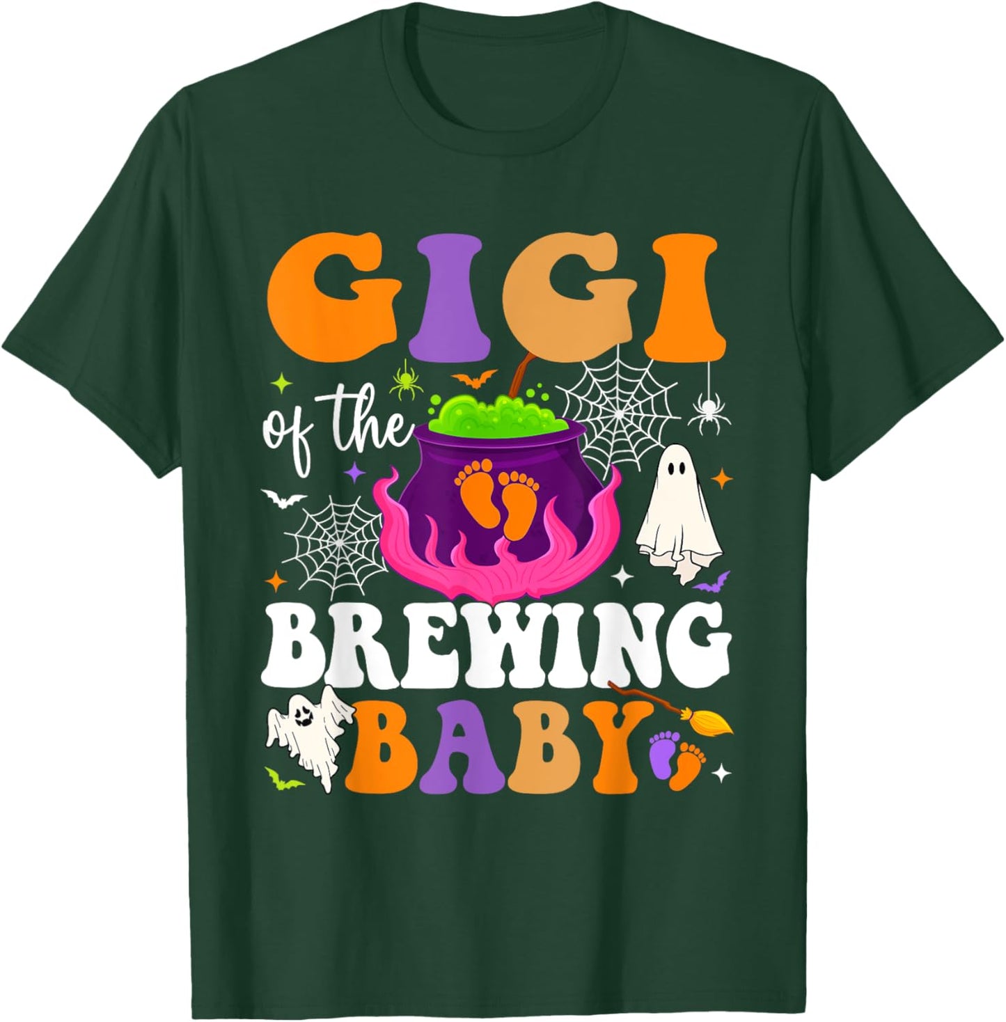 Gigi of the Brewing Baby Halloween Theme Baby Shower Spooky T-Shirt - T-Shirt | Forest