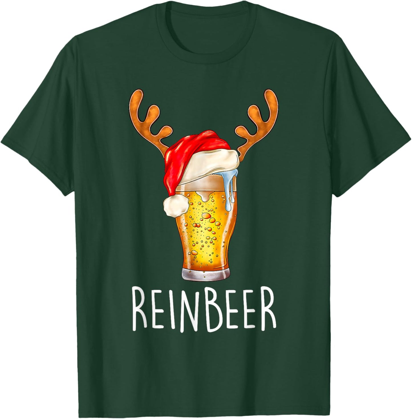 Wi-nedeer Reinbe-er Santa Hat Rei-ndeer Couple Xmas Matching T-Shirt - T-Shirt | Forest
