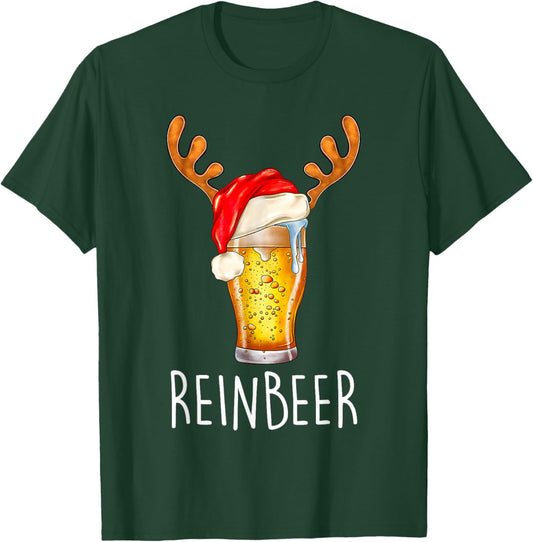 Wi-nedeer Reinbe-er Santa Hat Rei-ndeer Couple Xmas Matching T-Shirt - T-Shirt | Forest
