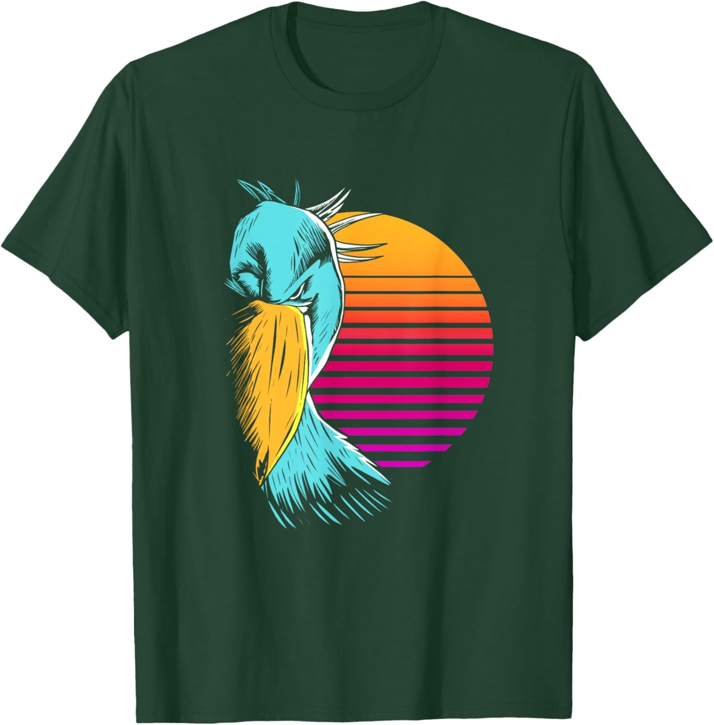 Retro Sunset Shoebill Stork Shoe Bill Bird T-Shirt - T-Shirt | Forest