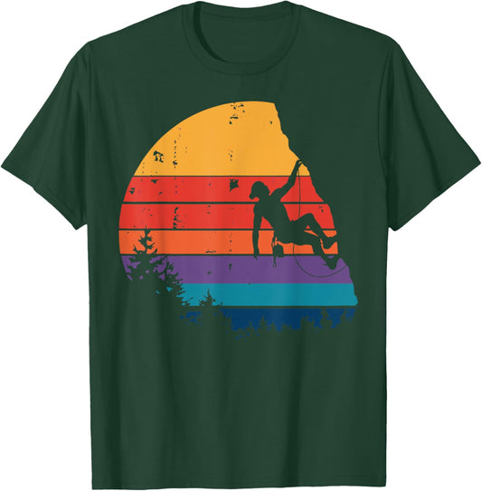 Vintage Bouldering Mountain Rock Climbing Gifts Climber Men T-Shirt - T-Shirt | Forest