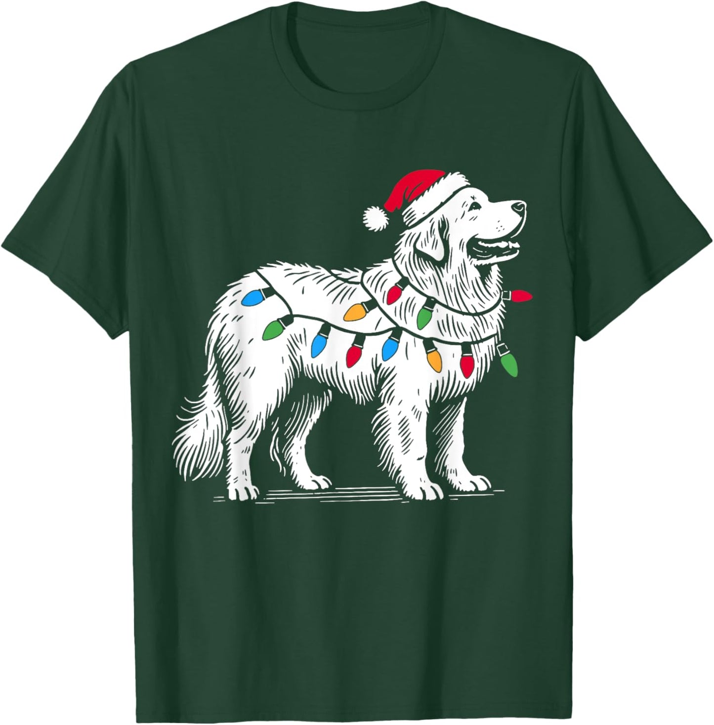 Great Pyrenees Christmas Lights Decorations Pyr Dog Lover PJ T-Shirt - T-Shirt | Forest