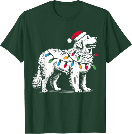 Great Pyrenees Christmas Lights Decorations Pyr Dog Lover PJ T-Shirt - T-Shirt | Forest