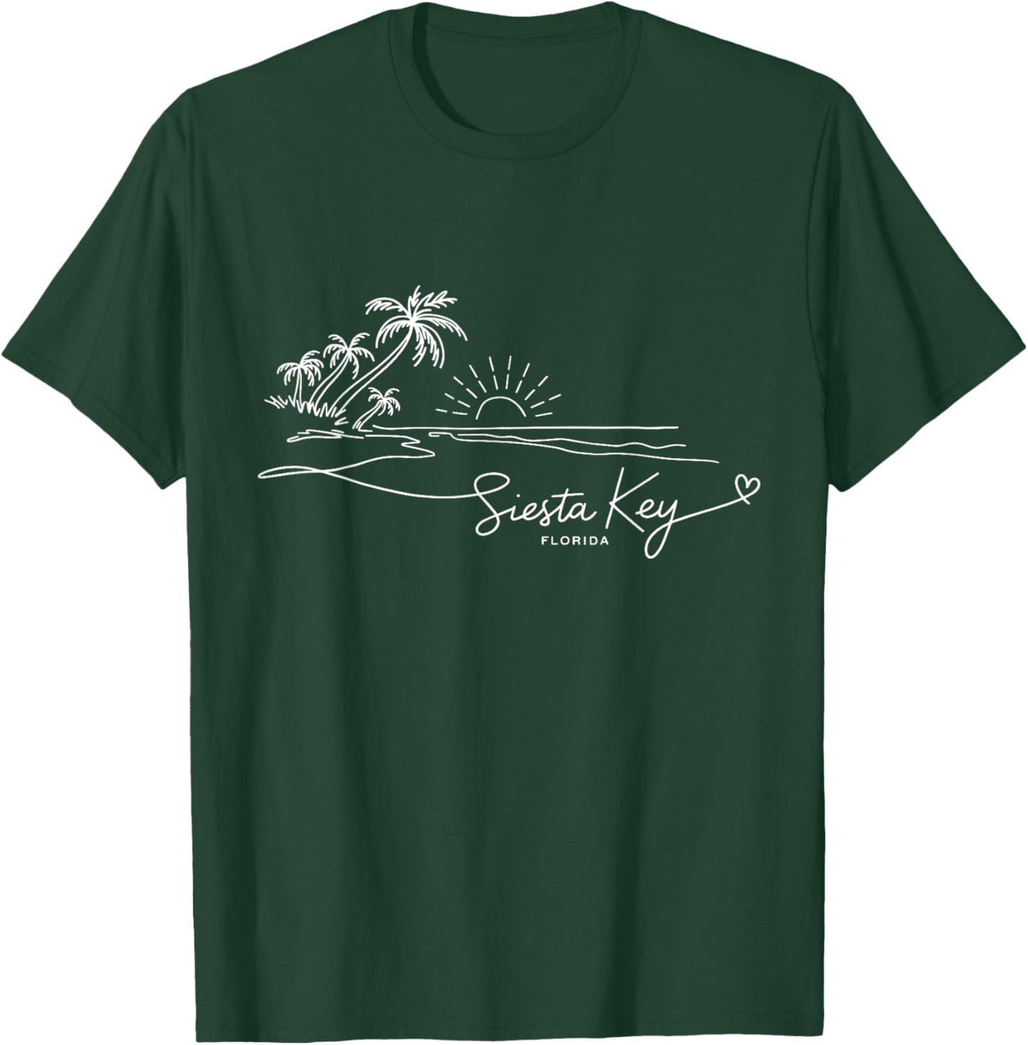 Siesta Key Florida Signature Heart Art - Beach Souvenir T-Shirt - T-Shirt | Forest