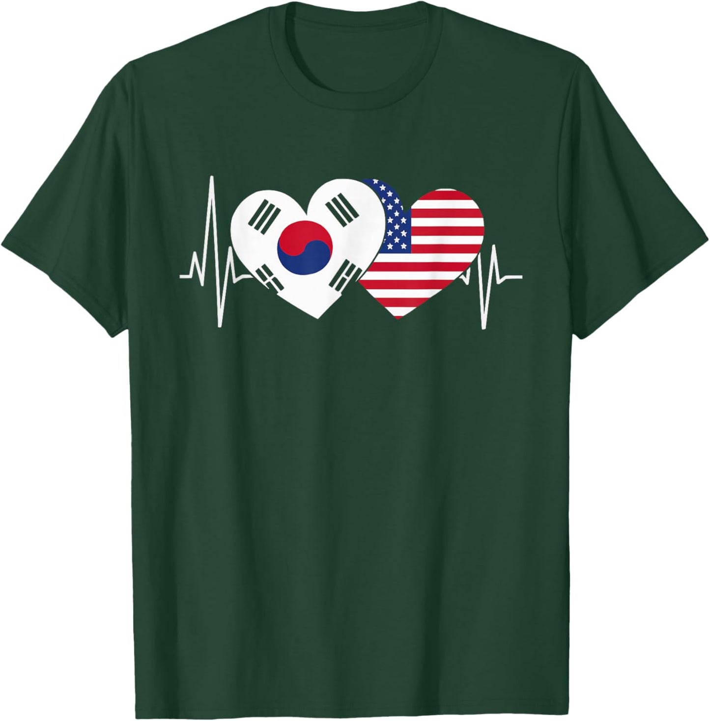 Half American Half Korean USA Flag South Korea America T-Shirt - T-Shirt | Forest