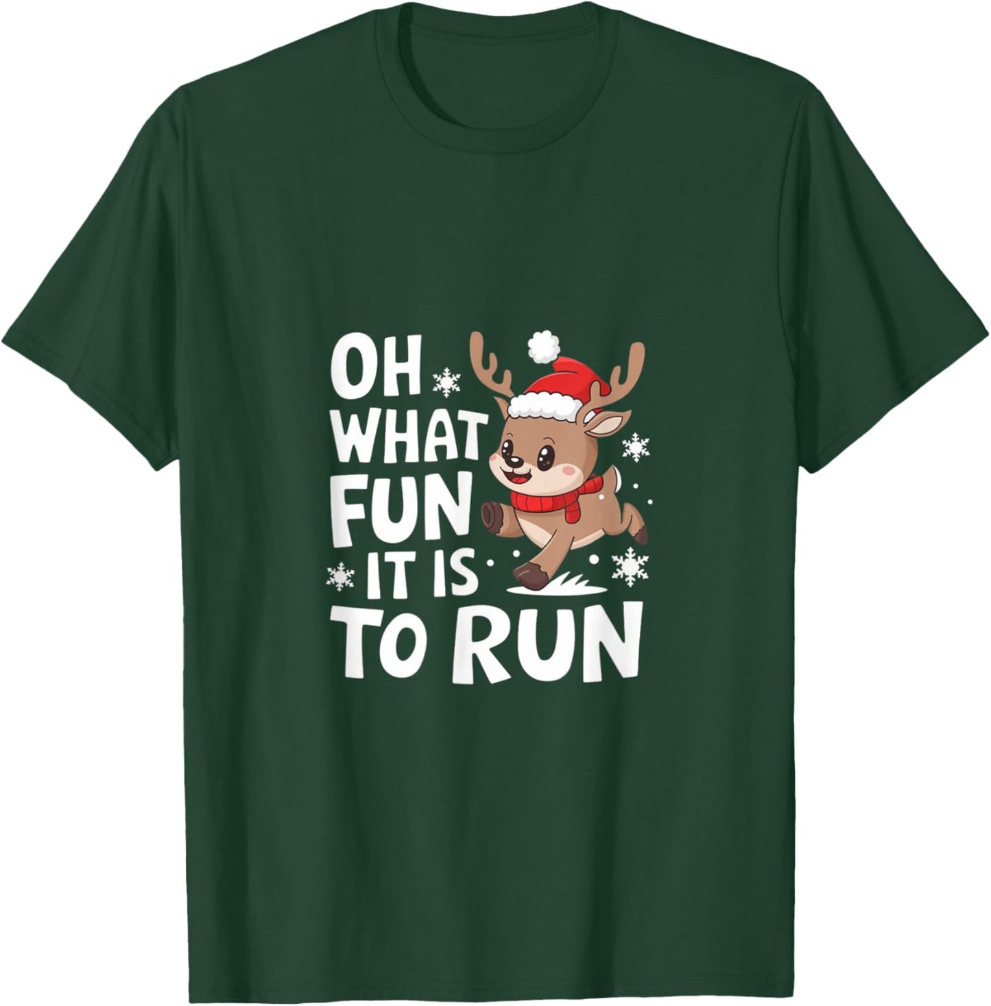 Oh What Fun It Is To Run Christmas Running T Shirt T-Shirt - T-Shirt | Forest