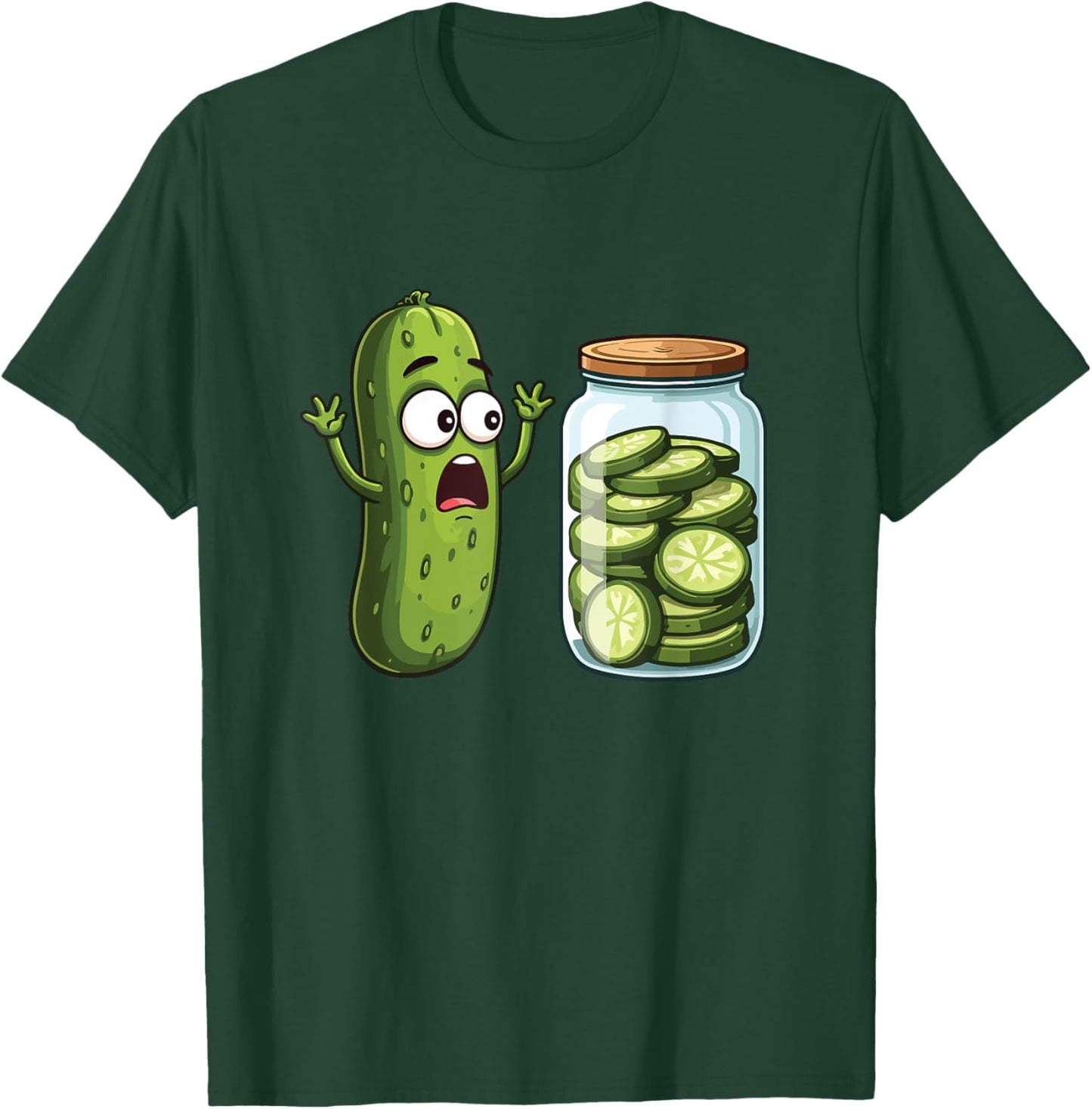 Frightened Pickle - Dill Pickle Lover Pickling Cucumber T-Shirt - T-Shirt | Forest