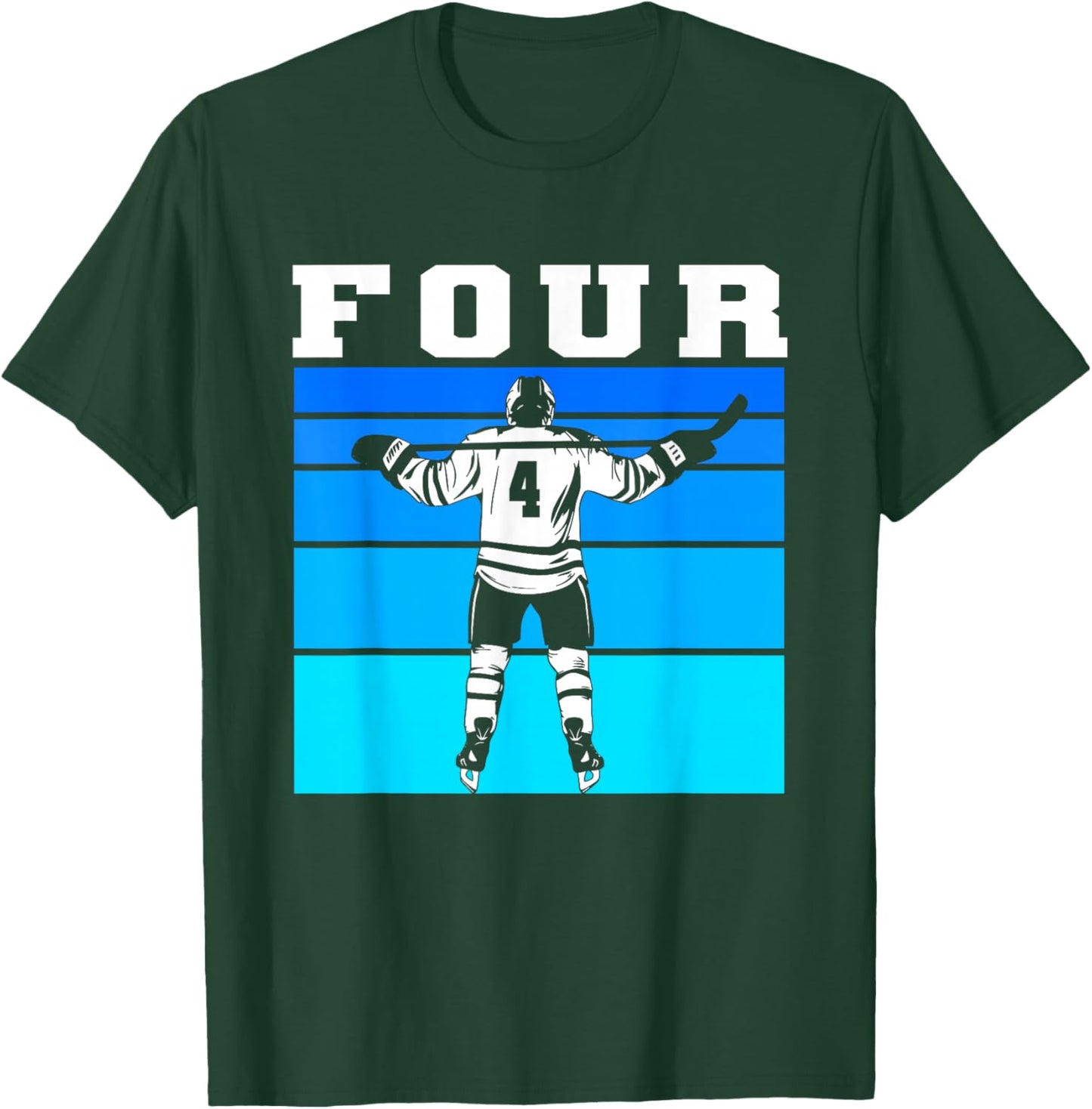 Hockey Boy 4th Birthday Four Ice Hockey Birthday Party T-Shirt - T-Shirt | Forest