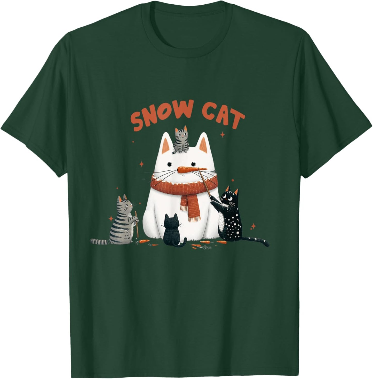 Funny Snow Cat Snowman Christmas Cat T-Shirt - T-Shirt | Forest