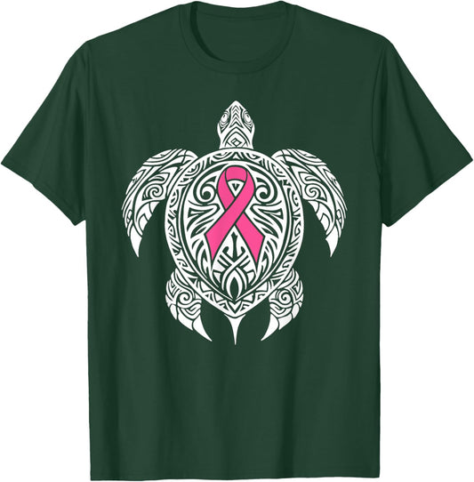 Breast Cancer Turtle Mandala Pink Cute Ribbon Men Women Kid T-Shirt - T-Shirt | Forest