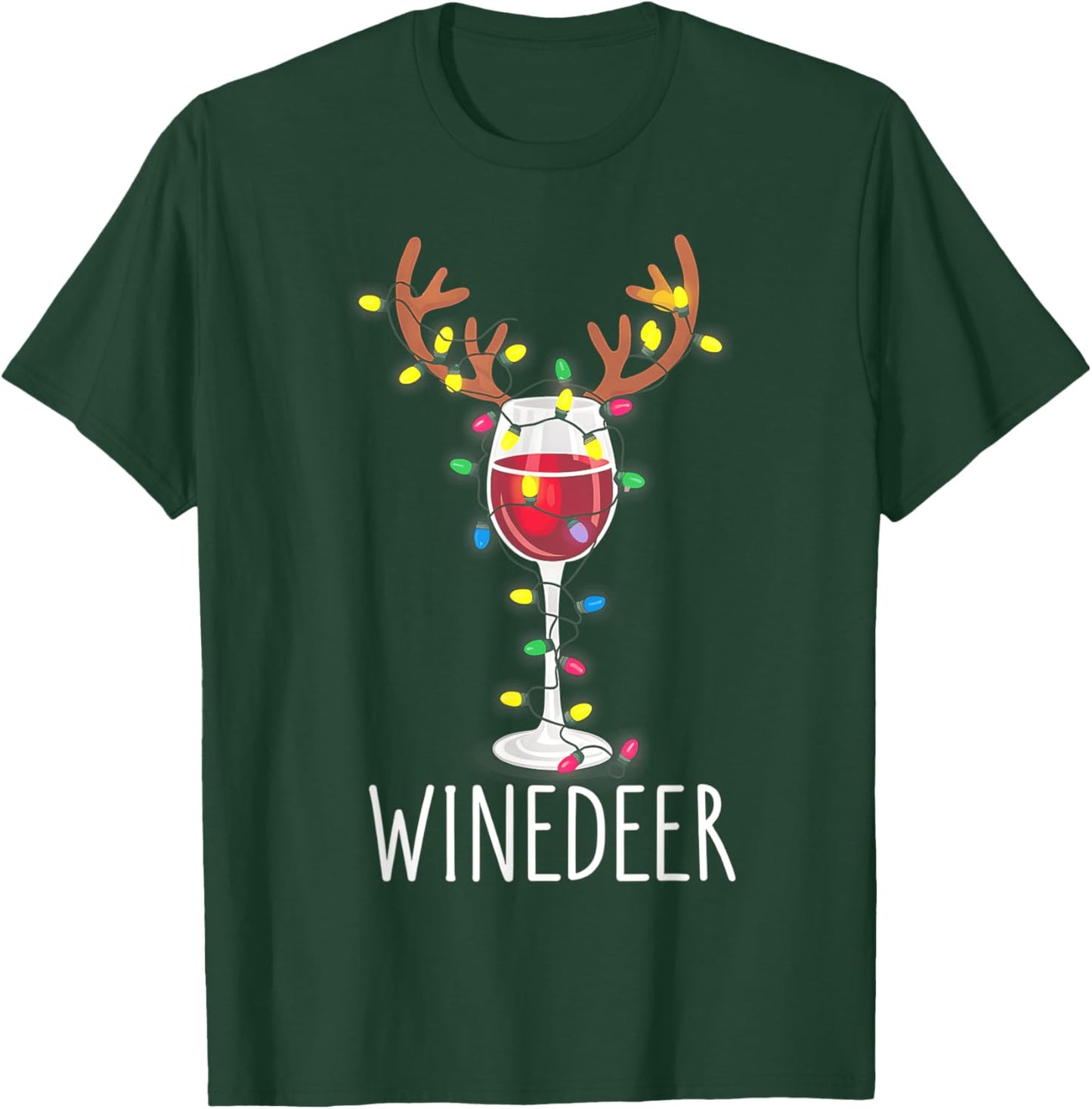 Winedeer Reinbeer Santa Hat Reindeer Couple Xmas Matching T-Shirt - T-Shirt | Forest
