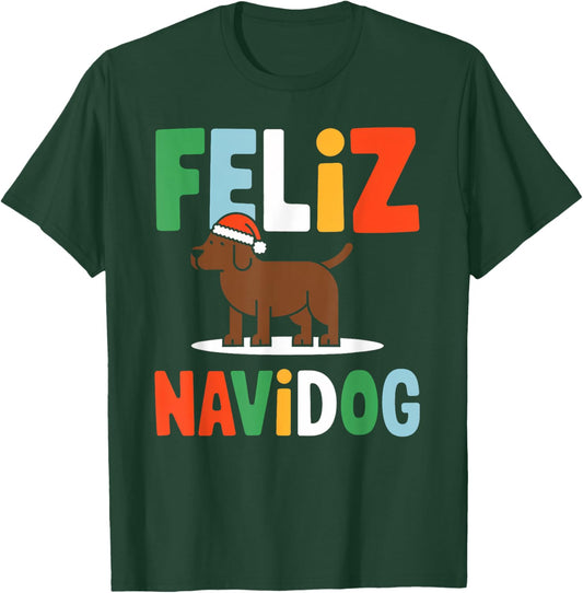 Feliz Navidad Chocolate Labrador Christmas Spanish T-Shirt - T-Shirt | Forest