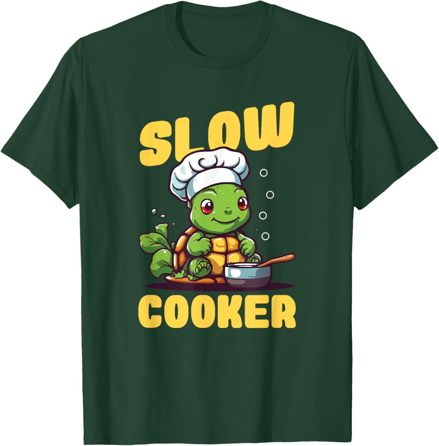 Funny Turtle Slow Cooker Chef Tortoise Cooking T-Shirt - T-Shirt | Forest