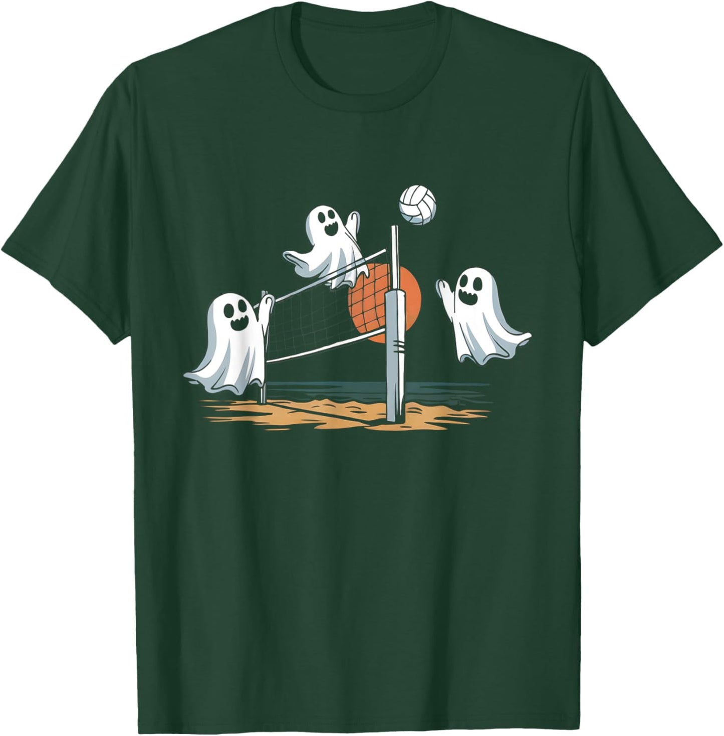 Funny Volleyball Halloween Ghost-Volleyball Sports Lovers T-Shirt - T-Shirt | Forest
