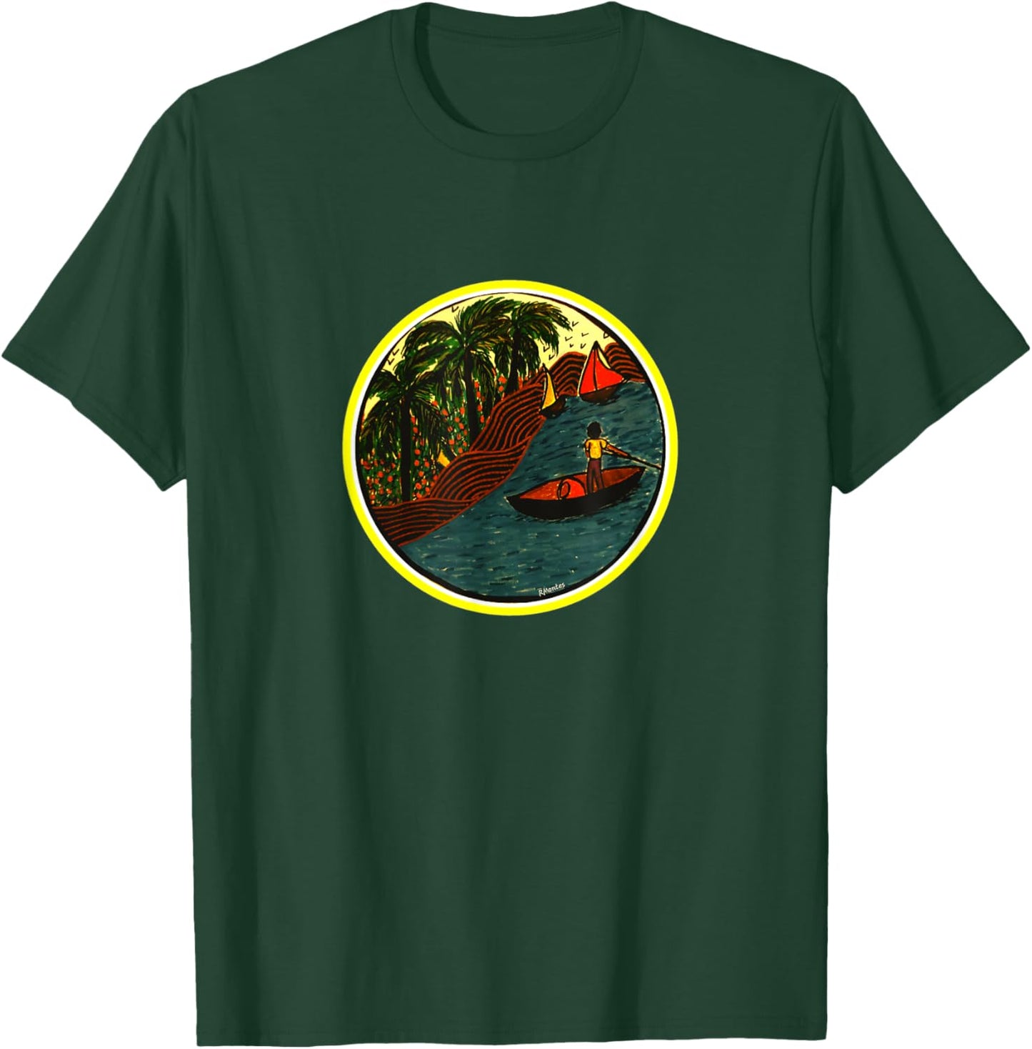 Pyram's Heart Rustic Design- Evening Fishing T-Shirt - T-Shirt | Forest