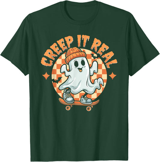 Creep It Real Halloween Shirt Kids Fall Season Teen Boys T-Shirt - T-Shirt | Forest