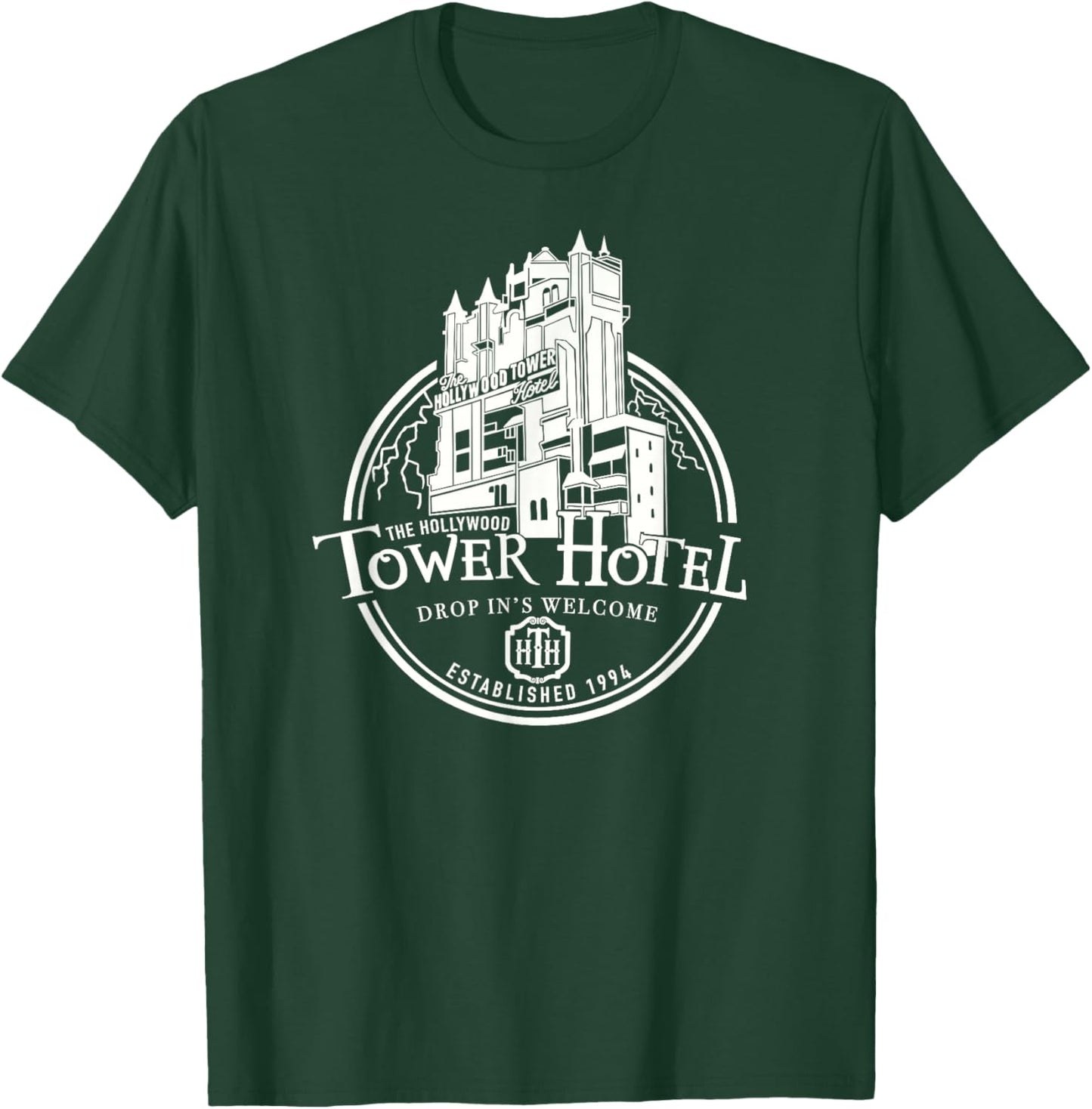 Hollywood Tower Hotel, Theme Park Ride, Drop In's Welcome T-Shirt - T-Shirt | Forest