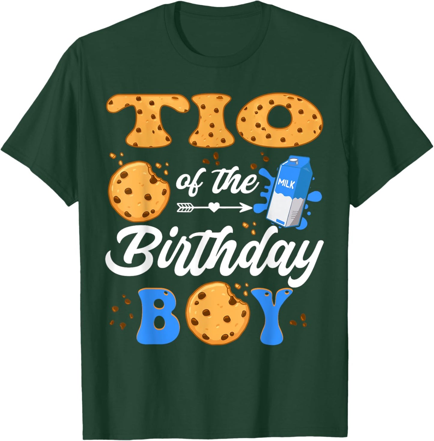 Tio Of The Birthday Boy Milk And Cookies 1St Birthday T-Shirt - T-Shirt | Forest