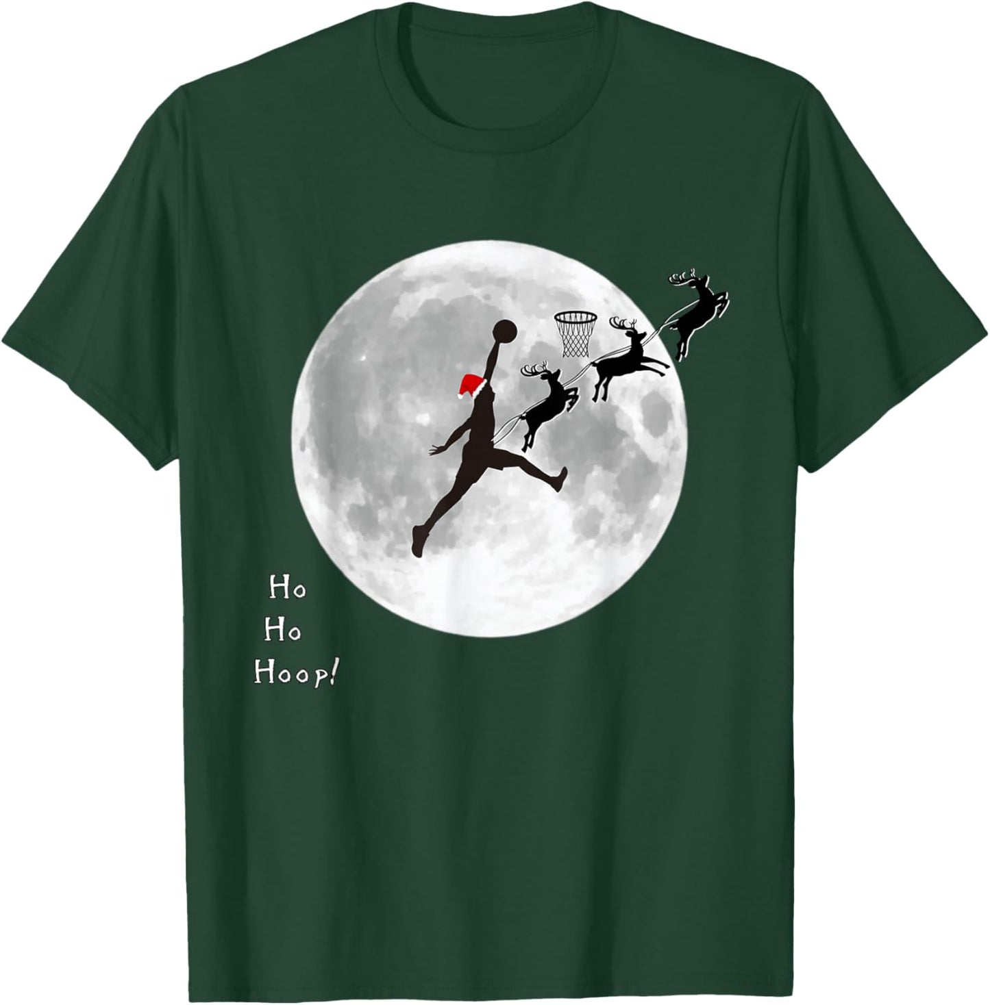 Funny Christmas Santa Basketball – Ho Ho Hoop Sports Gift T-Shirt - T-Shirt | Forest