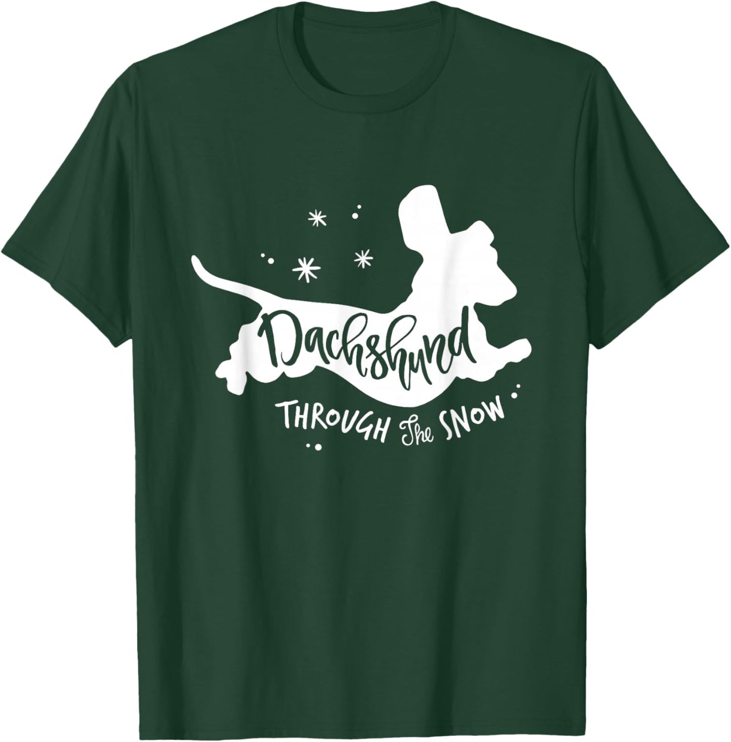 Funny Wiener Dachshund Through the Snow Dog Lovers Christmas T-Shirt - T-Shirt | Forest