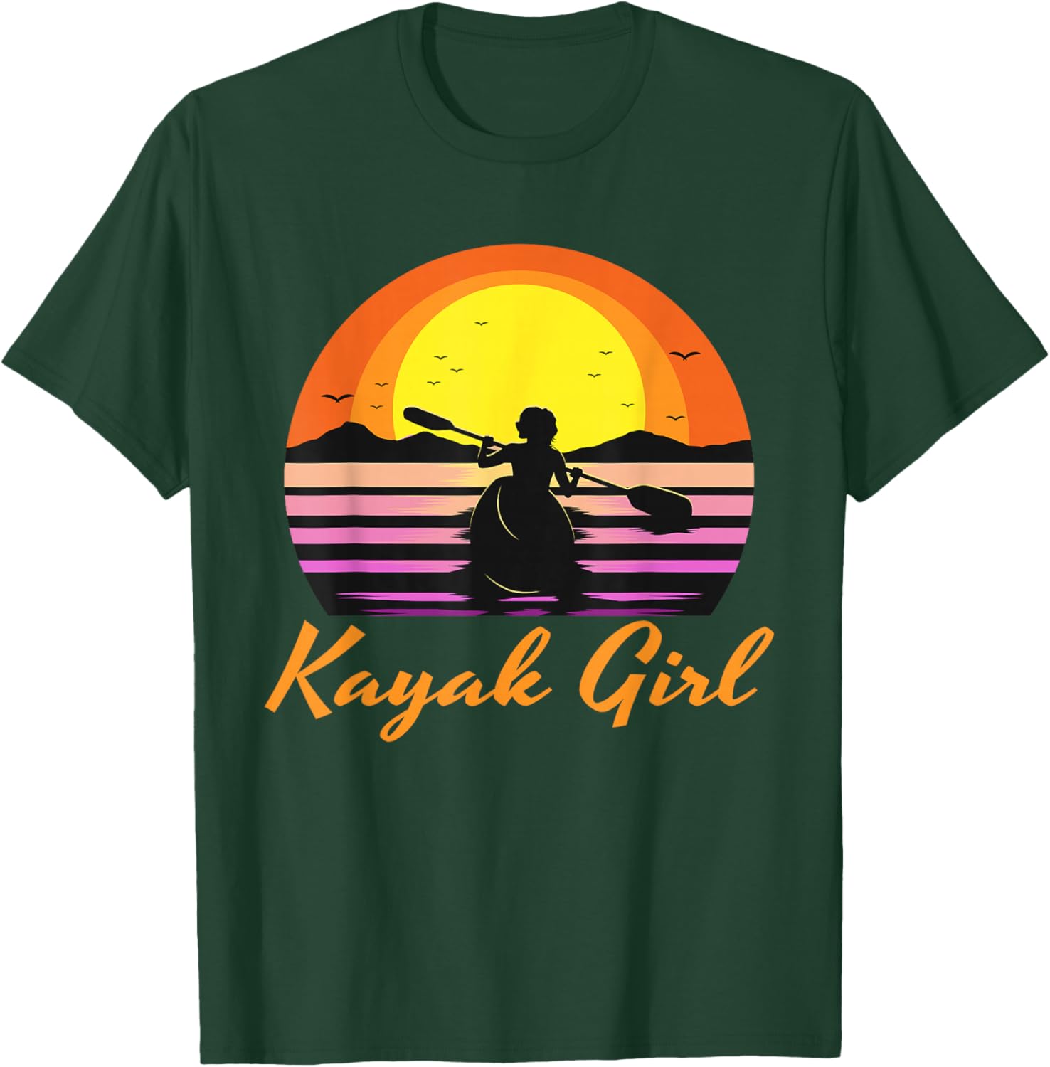Kayak Girl Funny Kayaking Sunset Kayaker Boating Boat Lovers T-Shirt - T-Shirt | Forest