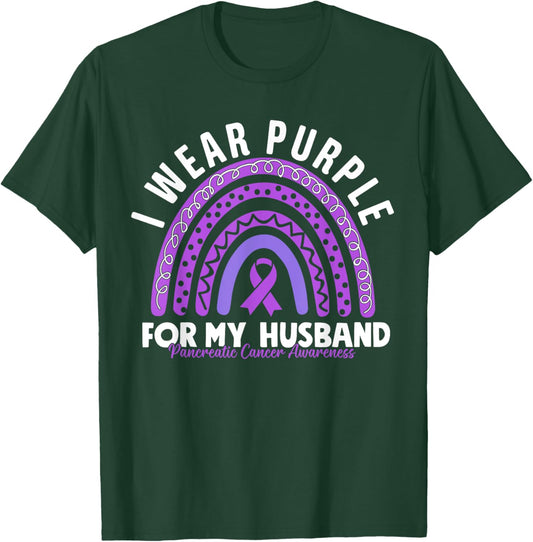 Pancreatic Cancer Awareness I Wear Purple For My Husband T-Shirt - T-Shirt | Forest