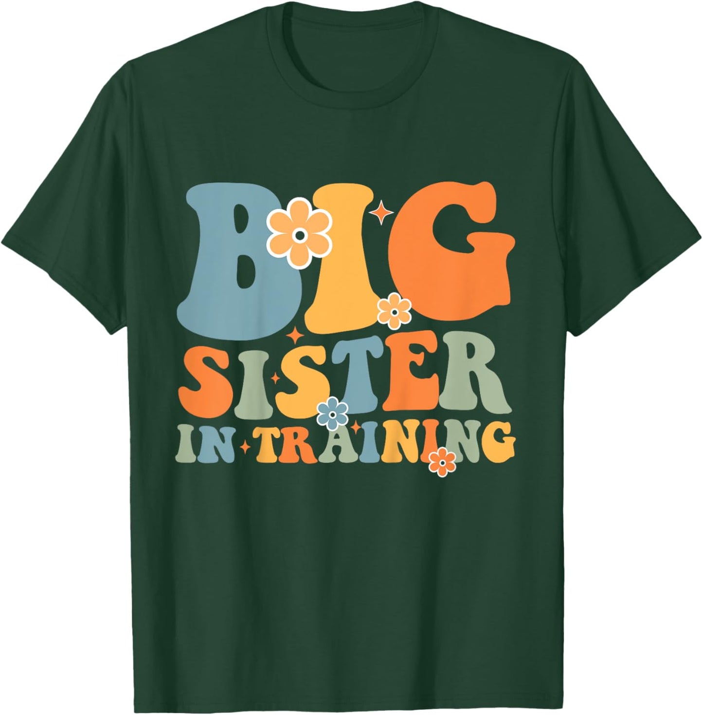 Kids Big Sister In Training Retro Groovy Kids Toddler T-Shirt - T-Shirt | Forest