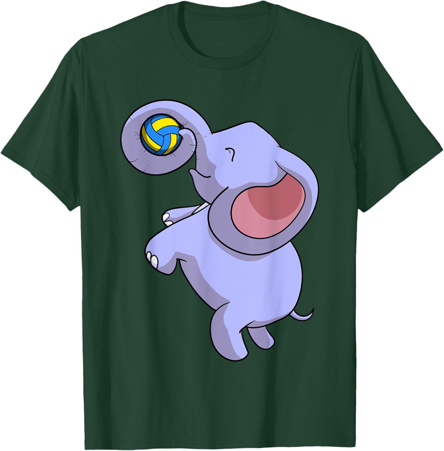 Funny Elephant Playing Volleyball Player Ball Game Outfit T-Shirt - T-Shirt | Forest