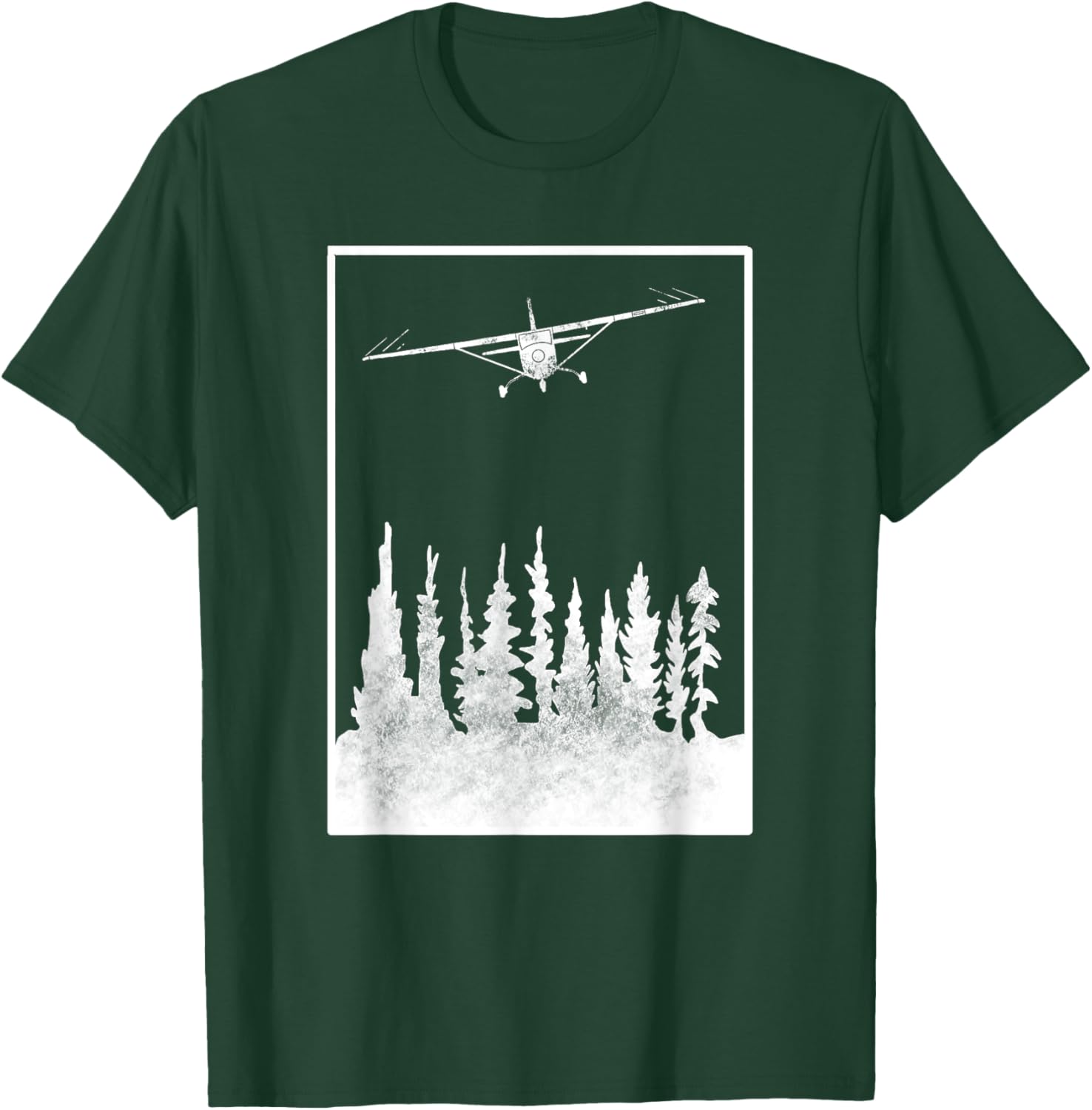 Airplane Graphic C172 over Trees - Pilot Present - Aviation T-Shirt - T-Shirt | Forest