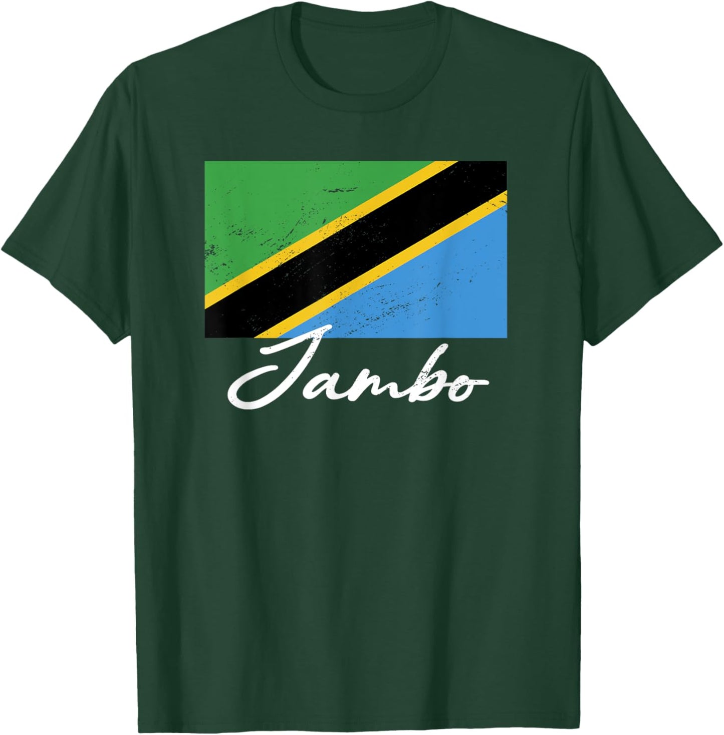 Jambo - Hello Swahili Tanzania Flag Tanzanian Roots T-Shirt - T-Shirt | Forest