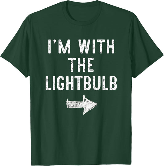 I’m with The Lightbulb Halloween Couple Costume Light-Bulb T-Shirt - T-Shirt | Forest