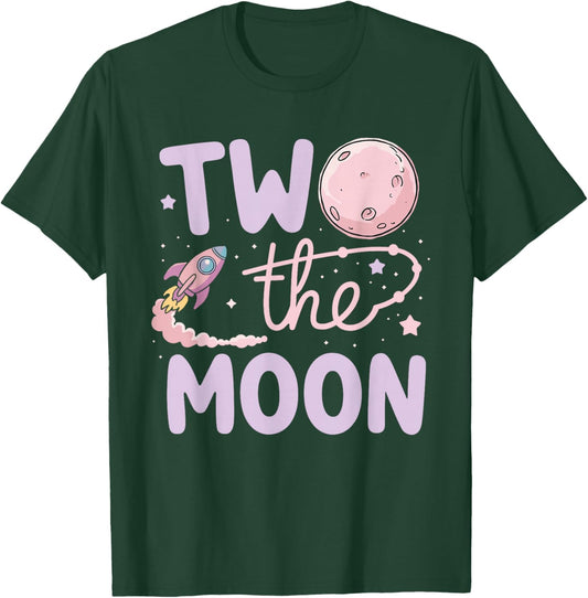 Two The Moon 2nd Birthday Girl Boy 2 Year Old Toddler T-Shirt - T-Shirt | Forest
