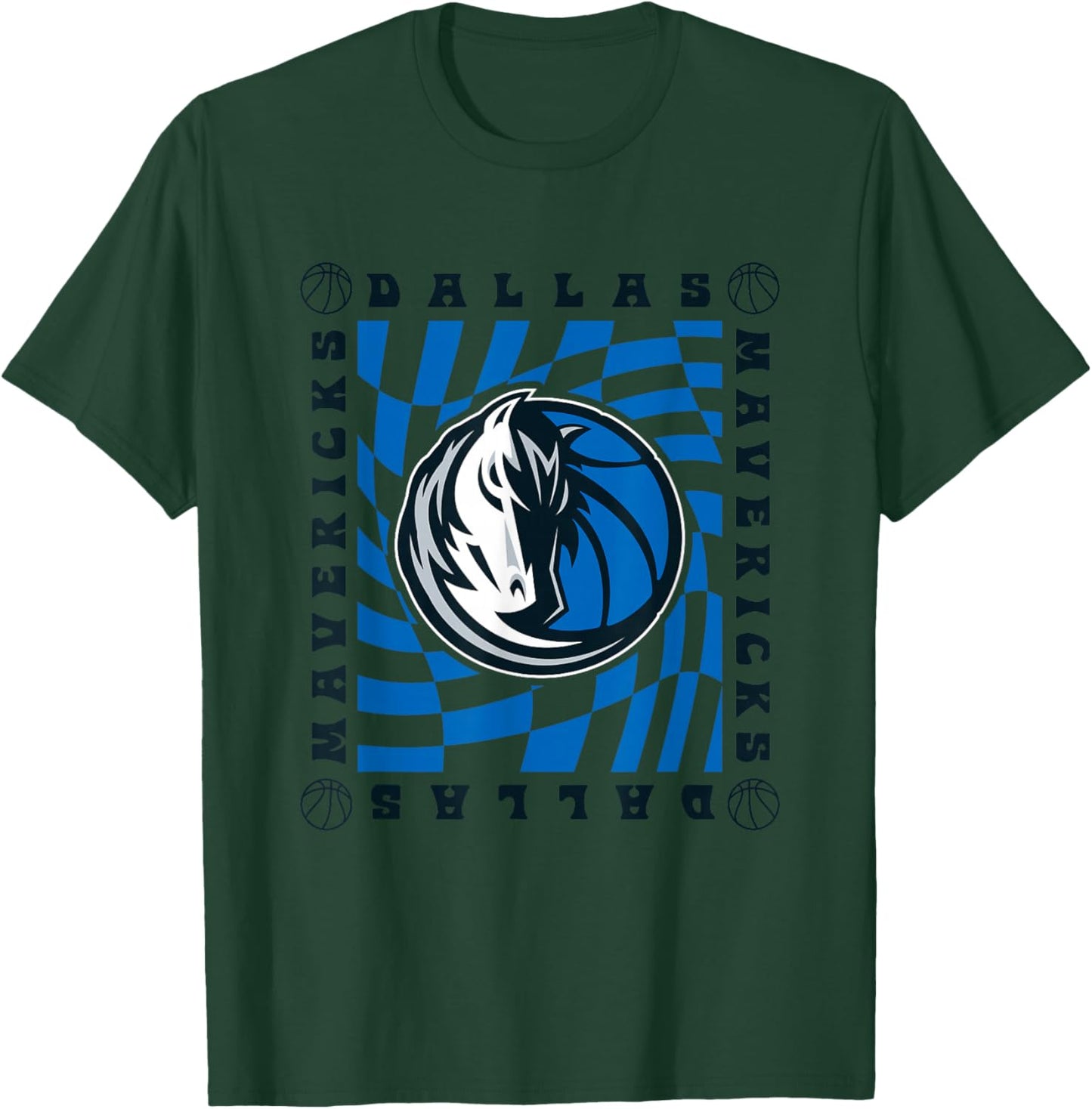 NBA Dallas Mavericks Retro Checkerboard Wave T-Shirt - T-Shirt | Forest