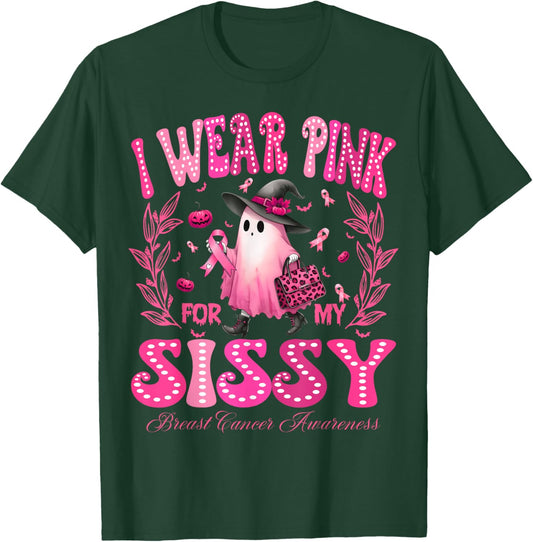 I Wear Pink For My Sissy Breast Cancer Boo Halloween T-Shirt - T-Shirt | Forest