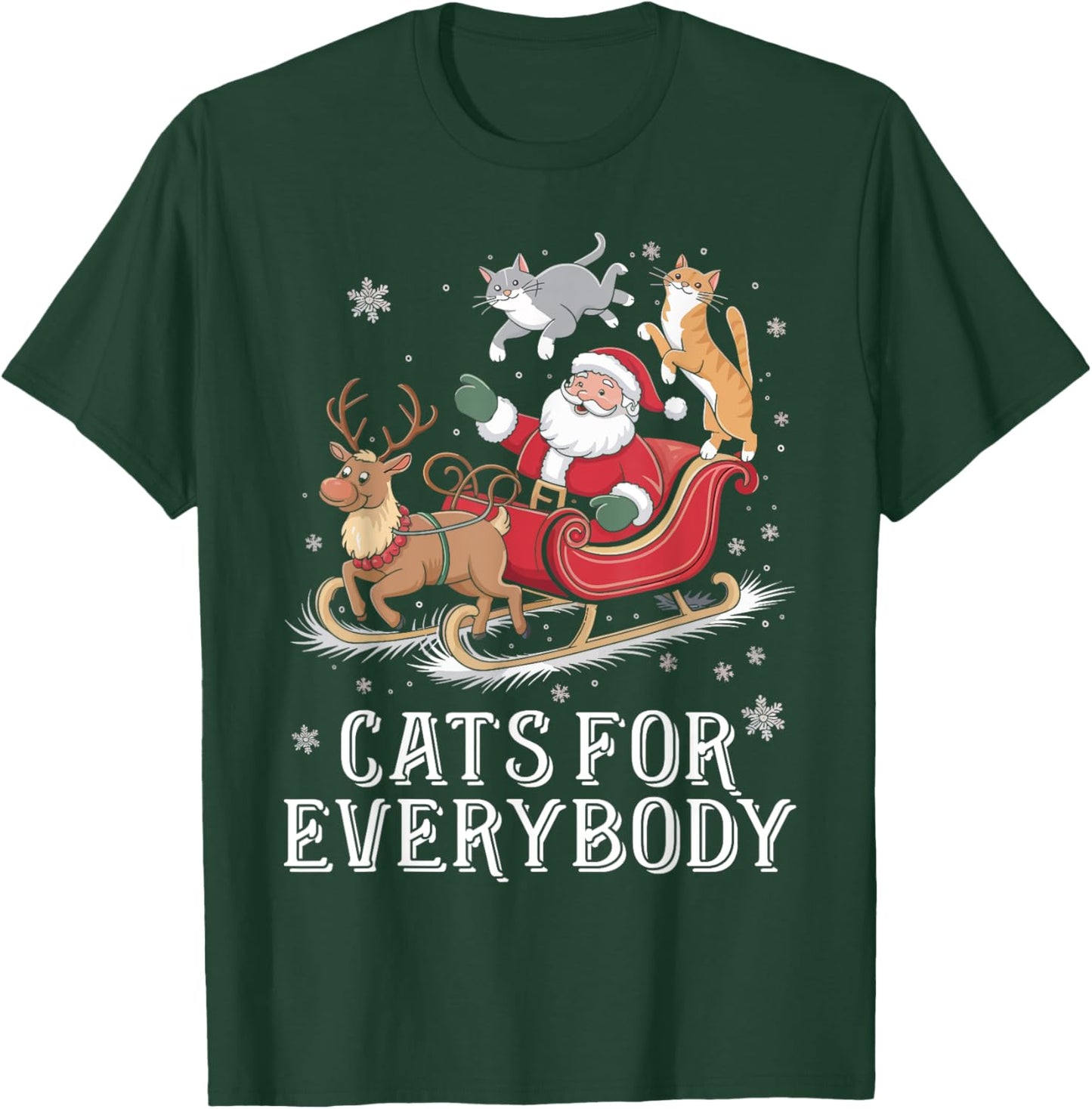 Cats For Everybody Christmas Cat Funny Xmas Women Girls T-Shirt - T-Shirt | Forest