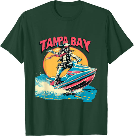 Tampa Bay Pirate Florida Jetski Boating Funny Gasparilla T-Shirt - T-Shirt | Forest