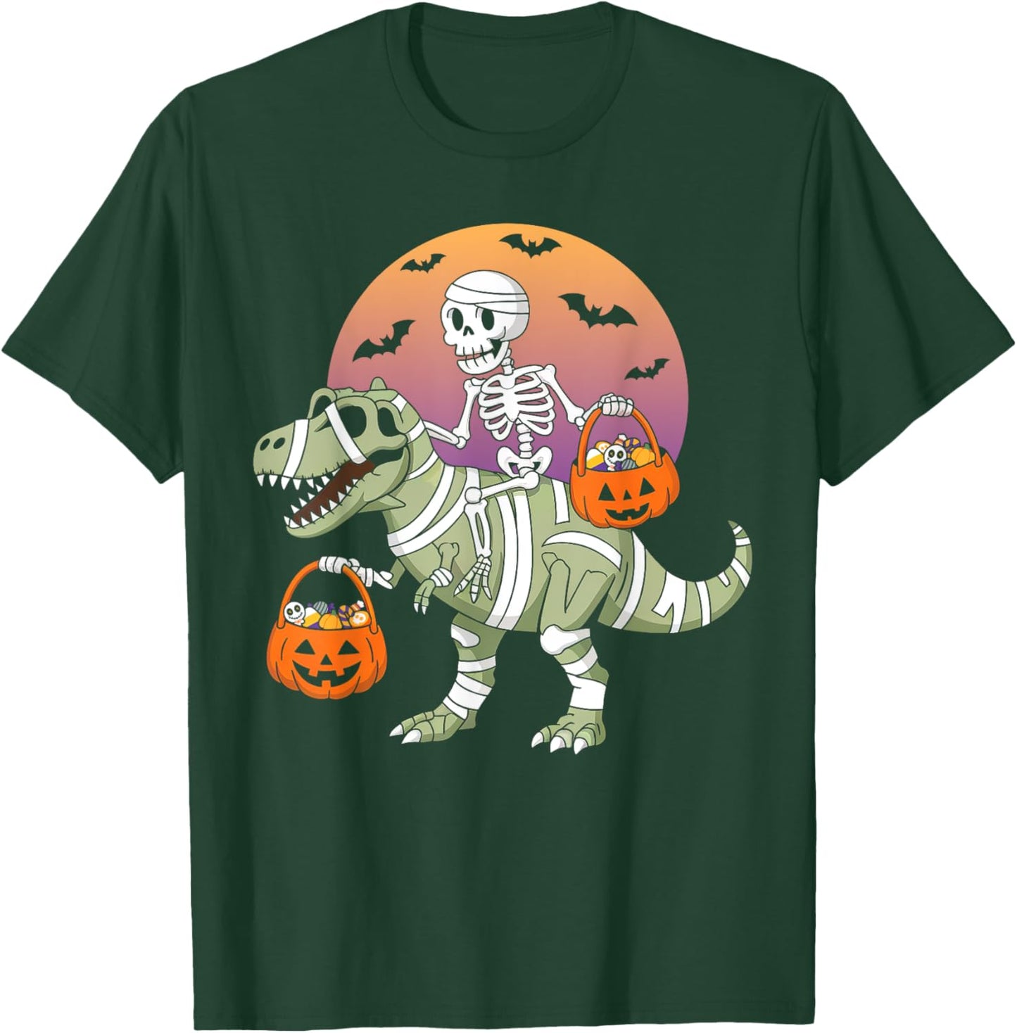 Funny Halloween Boys Kids Toddlers Dinosaur T-rex Skeleton T-Shirt - T-Shirt | Forest